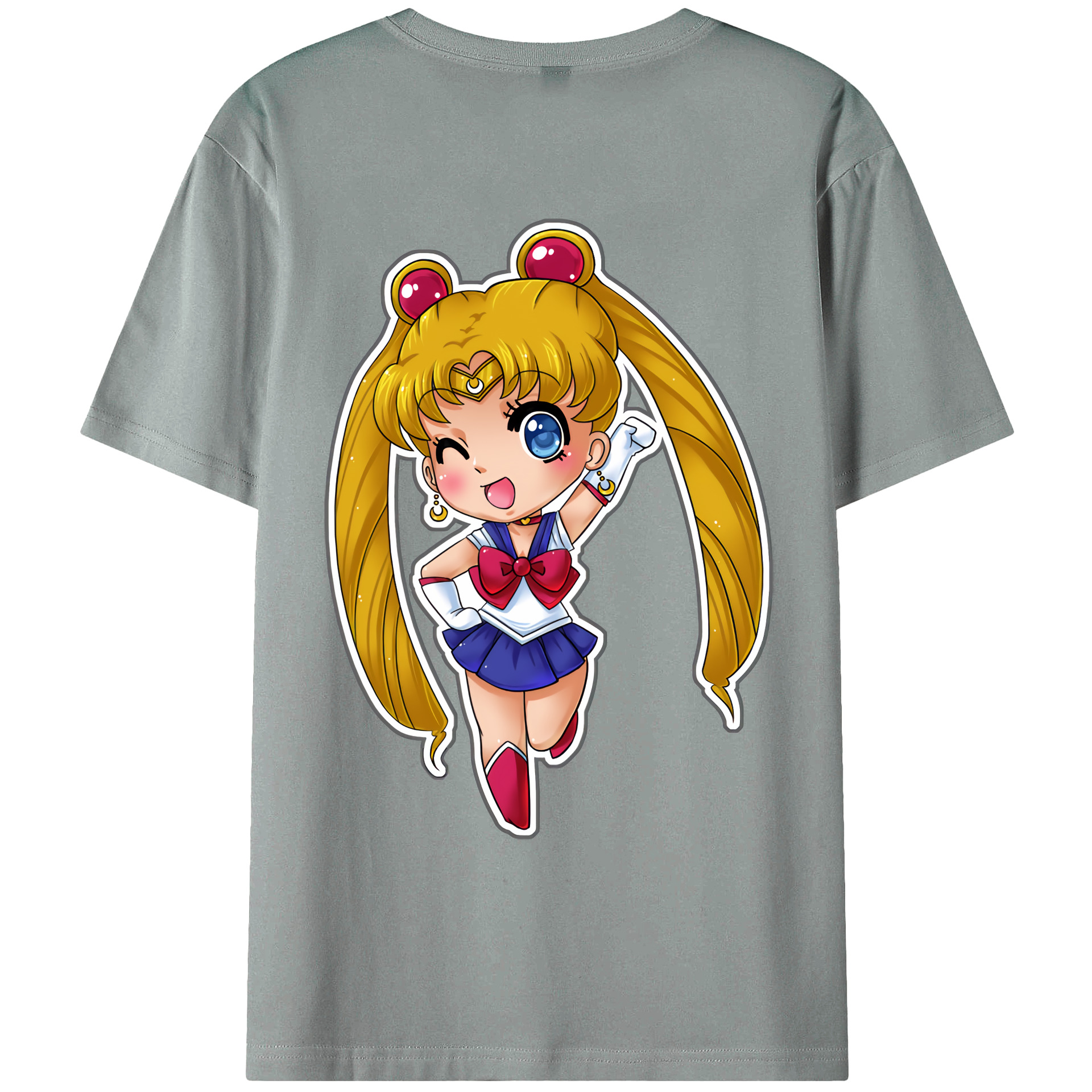 （画像用） 美少女戦士セーラームーン 月野 うさぎ つきの うさぎ Sailor Moon Tsukino Usagi 綿100％ メンズ半袖Tシャツ（バックプリント） 通気性